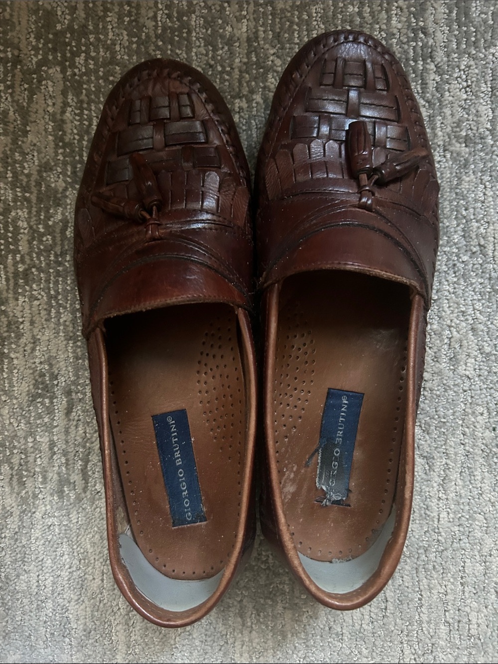 Giorgio Brutini Woven Tassel Loafers in Brown